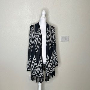 INC International Concepts Black and White Fringed sweater, Sz XL